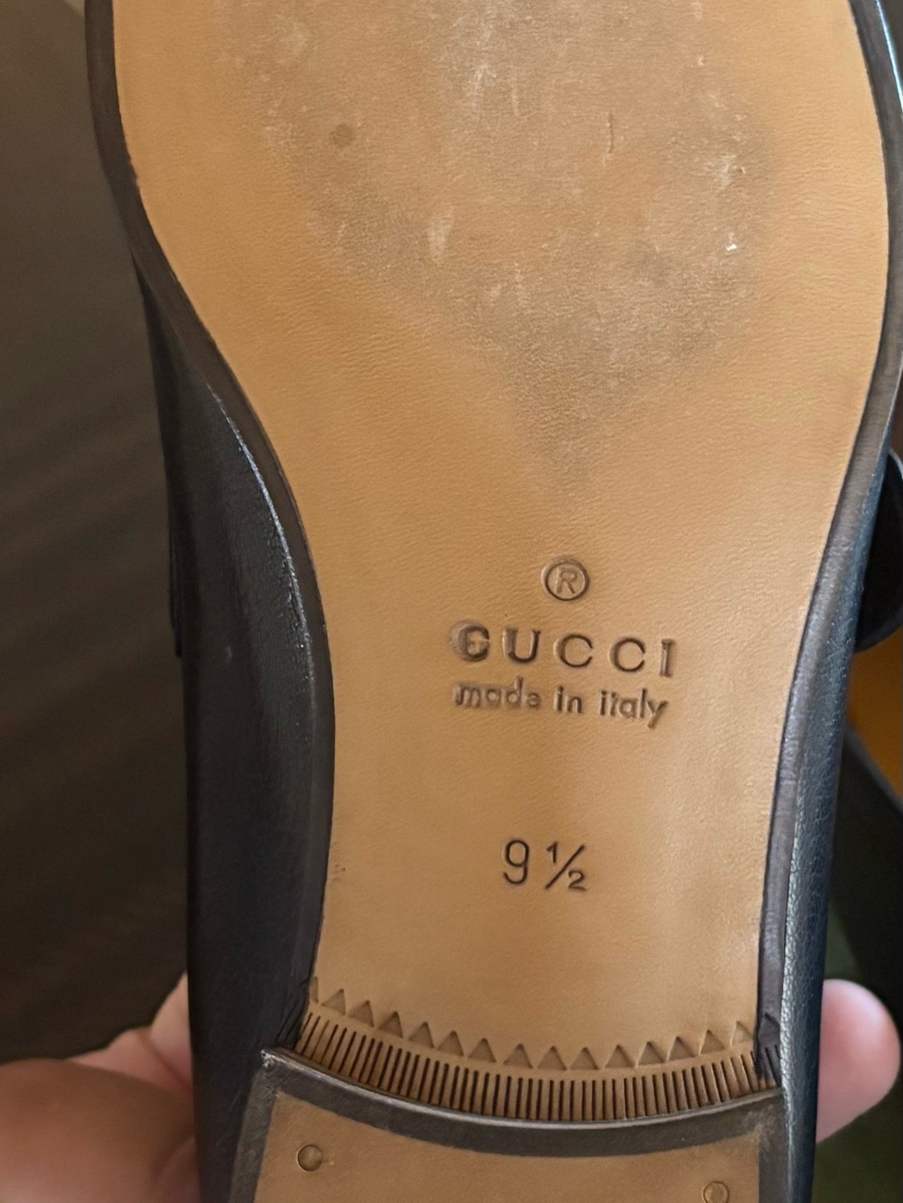 Gucci Black Leather Loafers with Green-Red Web and Gold Horsebit - Picture 4 of 5